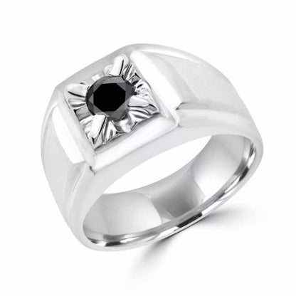 Black Hawk Solitaire Ring in 10k White Gold - BellemareDugasJoaillerie