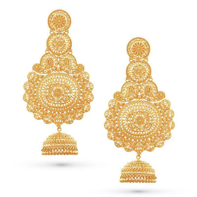 Divine ChandBali Jhumka Earrings in 22k Gold - BellemareDugasJoaillerie