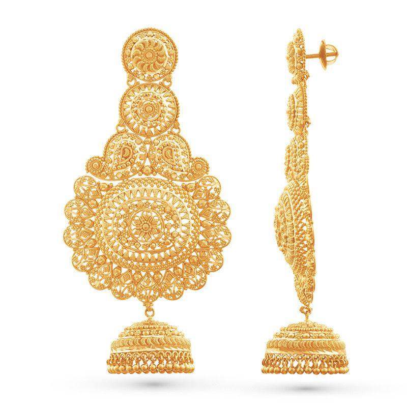 Divine ChandBali Jhumka Earrings in 22k Gold - BellemareDugasJoaillerie