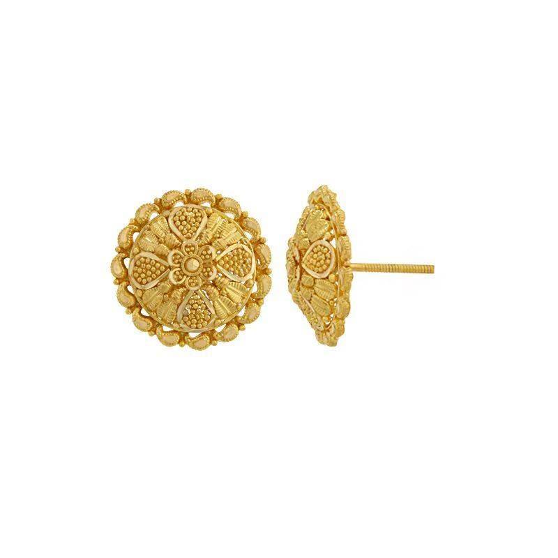 Floral stud earrings in 22k Gold - BellemareDugasJoaillerie