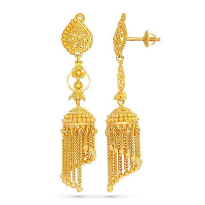 Flowing River Jhumka Earrings in 22k Gold - BellemareDugasJoaillerie