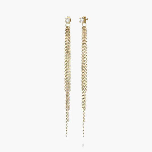 Free Chain Long Tassel Stud Earrings - BellemareDugasJoaillerie