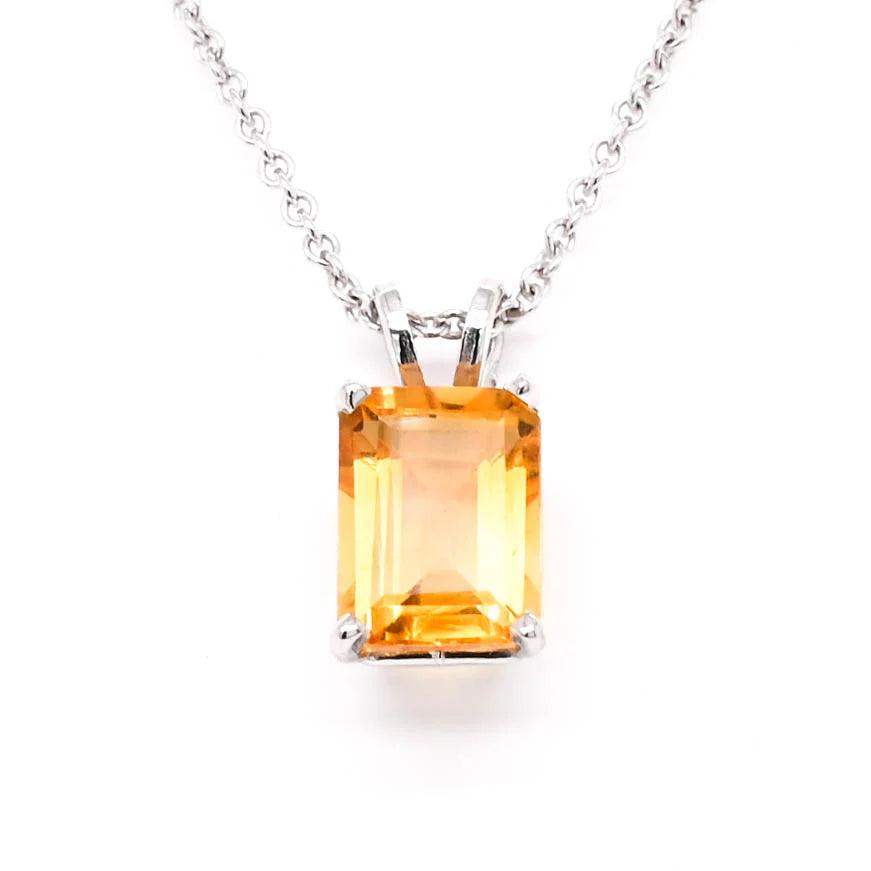 Good Fortune Citrine Necklace in 10k White Gold - BellemareDugasJoaillerie