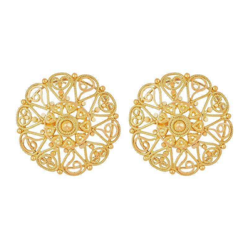 Grand Mesh Gold Studs in 22k gold - BellemareDugasJoaillerie