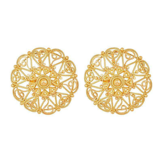 Grand Mesh Gold Studs in 22k gold - BellemareDugasJoaillerie