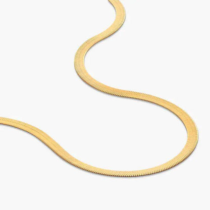 Herringbone Slim Chain Necklace 14k Yellow Gold - BellemareDugasJoaillerie