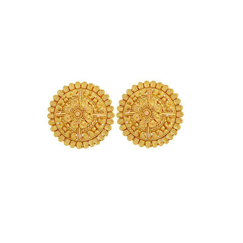 Large Floral stud earrings in 22k Gold - BellemareDugasJoaillerie