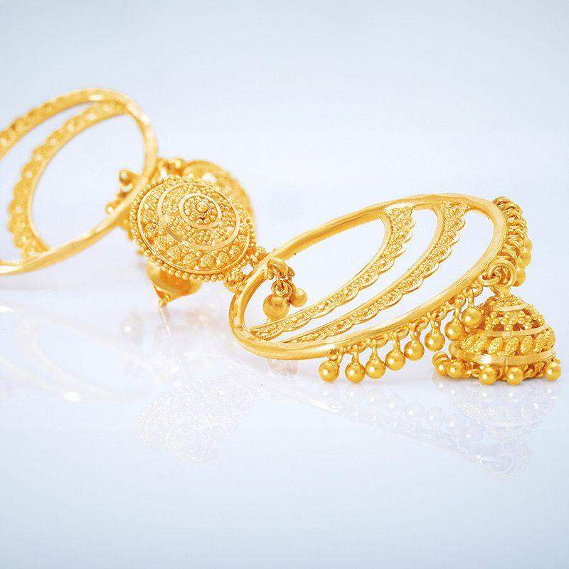 Lunar Jhumka Elegance Earrings in 22k Gold - BellemareDugasJoaillerie