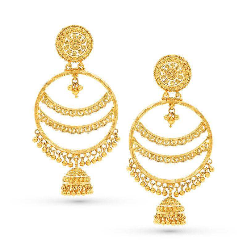 Lunar Jhumka Elegance Earrings in 22k Gold - BellemareDugasJoaillerie