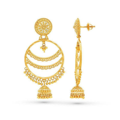 Lunar Jhumka Elegance Earrings in 22k Gold - BellemareDugasJoaillerie