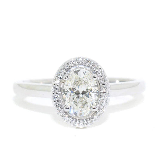 Oval Diamond Engagement Ring 0.81CTW in 14k White Gold - BellemareDugasJoaillerie