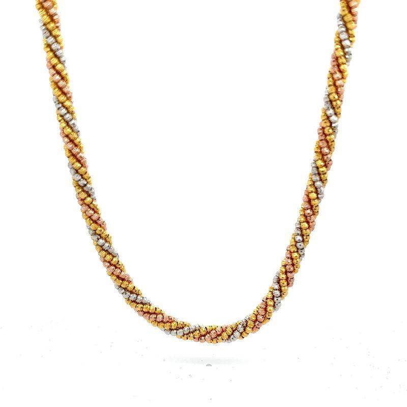 Trinity Gold Chain in 22k Yellow, White and Rose Gold - BellemareDugasJoaillerie