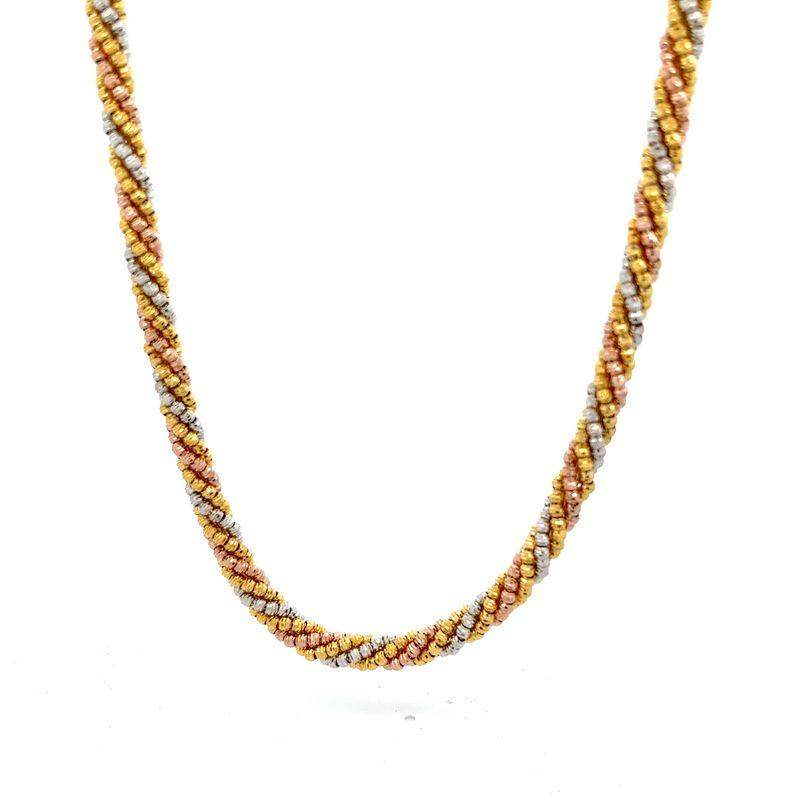 Trinity Gold Chain in 22k Yellow, White and Rose Gold - BellemareDugasJoaillerie