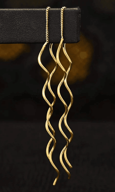 Whirl Cascade Earrings in 10k Yellow Gold - BellemareDugasJoaillerie